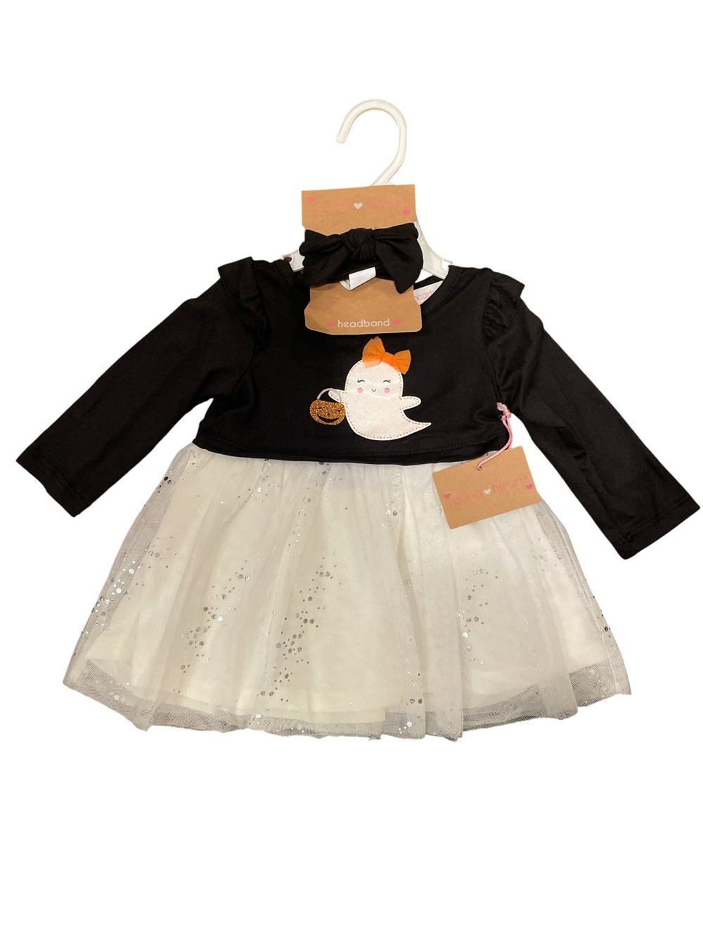 Young Hearts Infant Girls Halloween Dress Tulle Skirt 3-6 months NWT Black/White